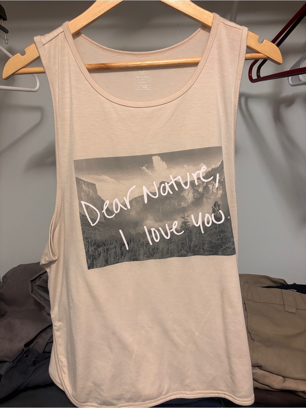aerie Cream Graphic Tank